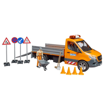 Bruder MB Sprinter Municipal Toy with Driver, Light & Sound Module, Orange, Model 02677