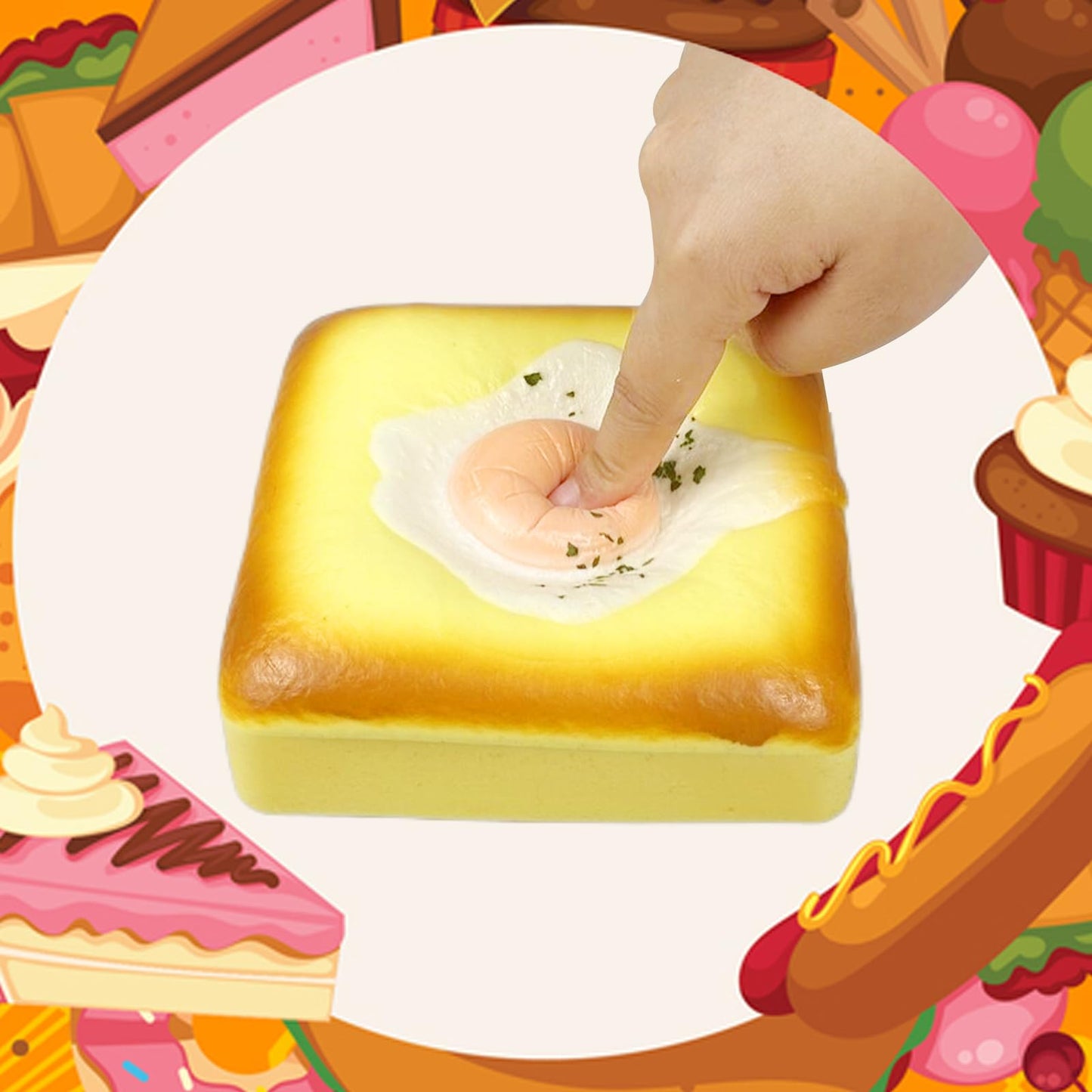 Funnysquee Egg Toast Squishies Super Soft Slow Rising Toy Cute Scented Simulation Food Square Cake Squishys Stress Relief Squeez