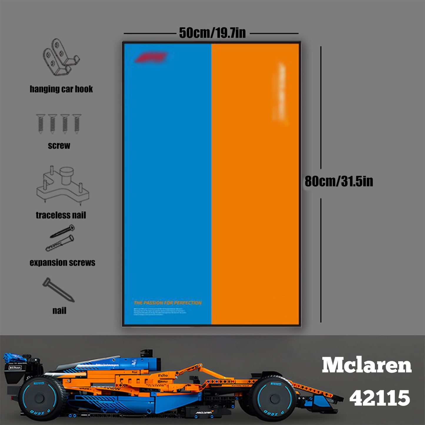 Car Wall Mount For Lego Mclaren F1 42141, Display Wallboard For Lego Car, Adult Collectibles Car Wall Mounted For Building Block