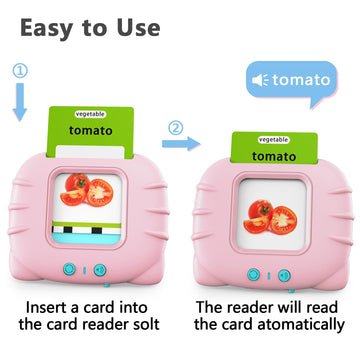 Lapare Audible Flash Cards Toys For Toddlers 2 3 4 5 6, Learn Abc Letters, Numbers 0-100,Phrases,Objects, Adjectives, And More Dolch Sight Words, 280 Cards With 560 Words/Phrases (Pink)