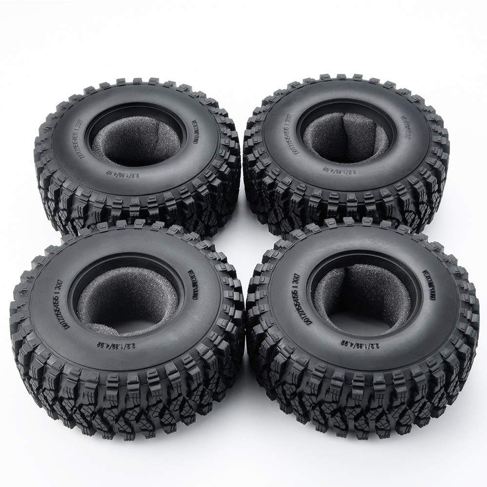 RCLIONS 4pcs 2.2inch 125mm RC Crawler Wheel Tyre Tires with Foam Insert for 1/10 RC Car Axial SCX10 Wraith RR10 TRX4