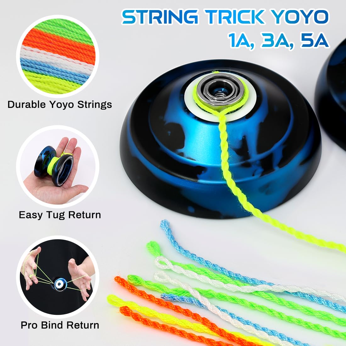 7Yo Professional Responsive Yoyo S2, Dual Purpose Yoyo For Kids Beginners, Alloy Metal Yoyo For Adults, Pom Fingerspin Yoyo For