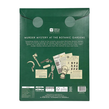 Talking Tables Murder Mystery At The Botanic Gardens Dinner Party Game For Adults, Puzzle Games, Clues, Brain Teaser Puzzles Secret Santa, Ages 16+, 5-13 Players