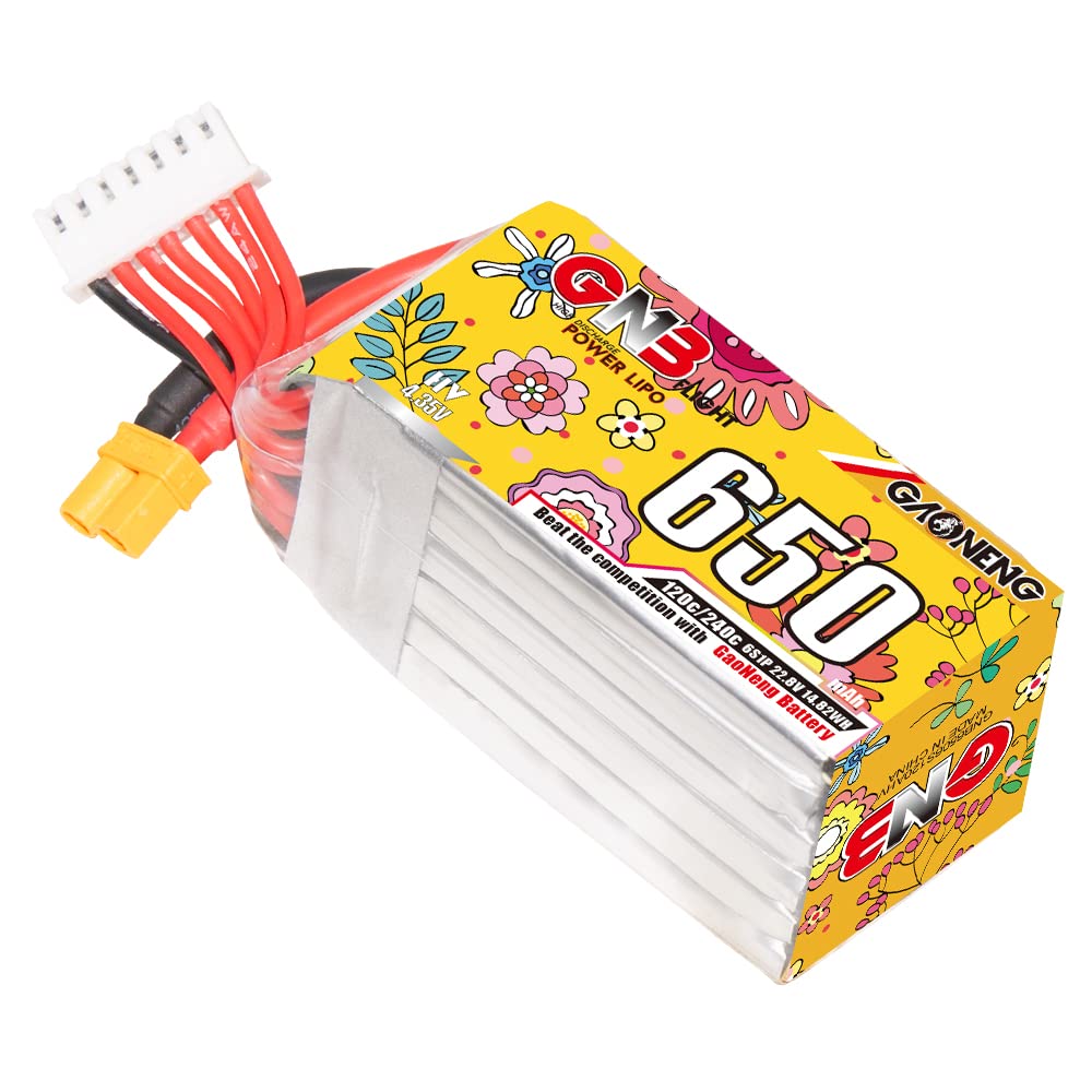 Gaoneng Gnb 6S Lipo Battery 650Mah 22.8V 120C 240C 6S Lipo Xt30 For Size 80 To 120Mm Brushless Drones Longrange Drone Fpv Drone