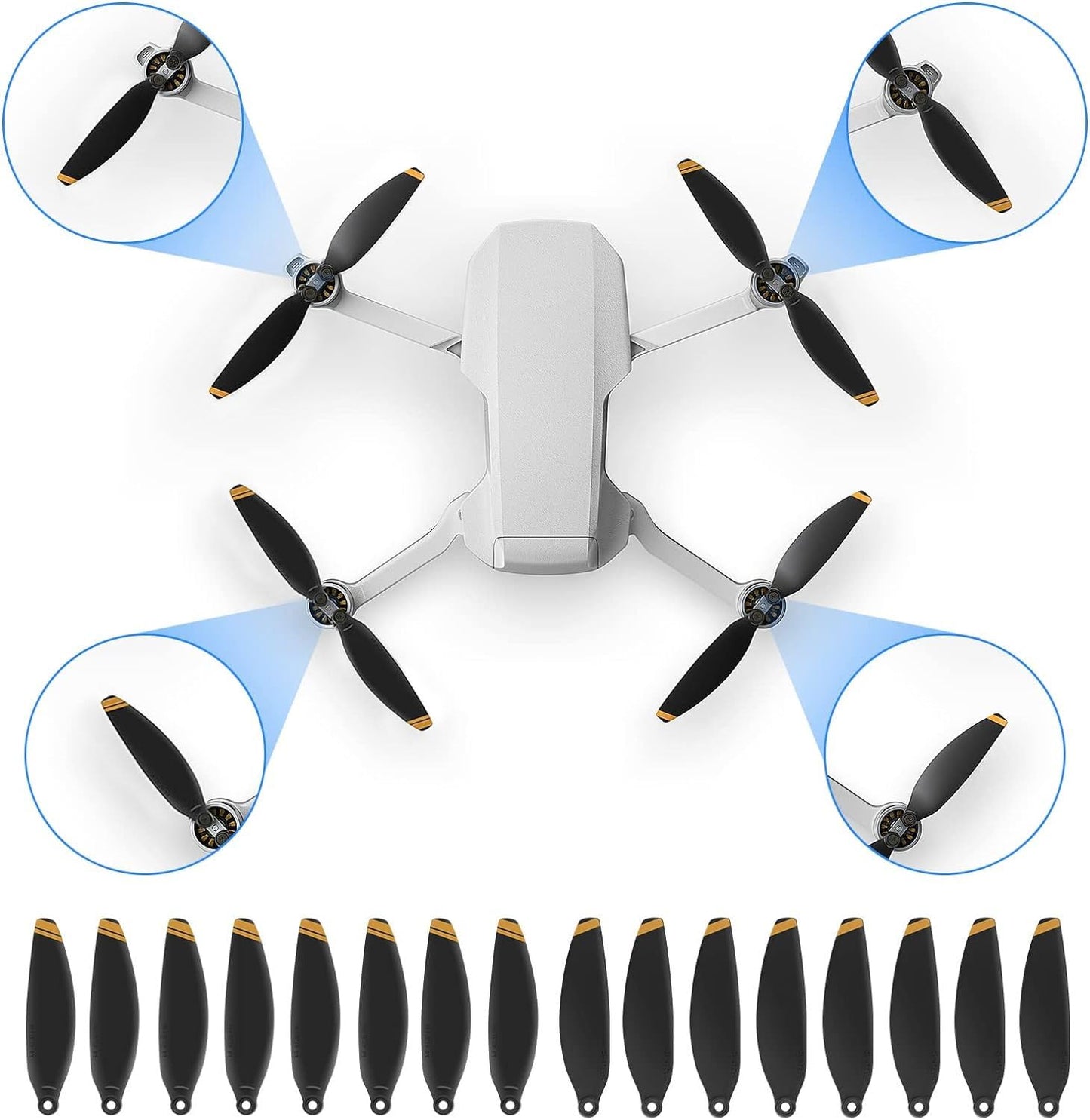 32Pcs Propellers for DJI Mini 4K/Mini 2 SE/Mini 2/Mini SE Replacement Prop Blades Low Noise Accessories for DJI Mini 2/SE Drone