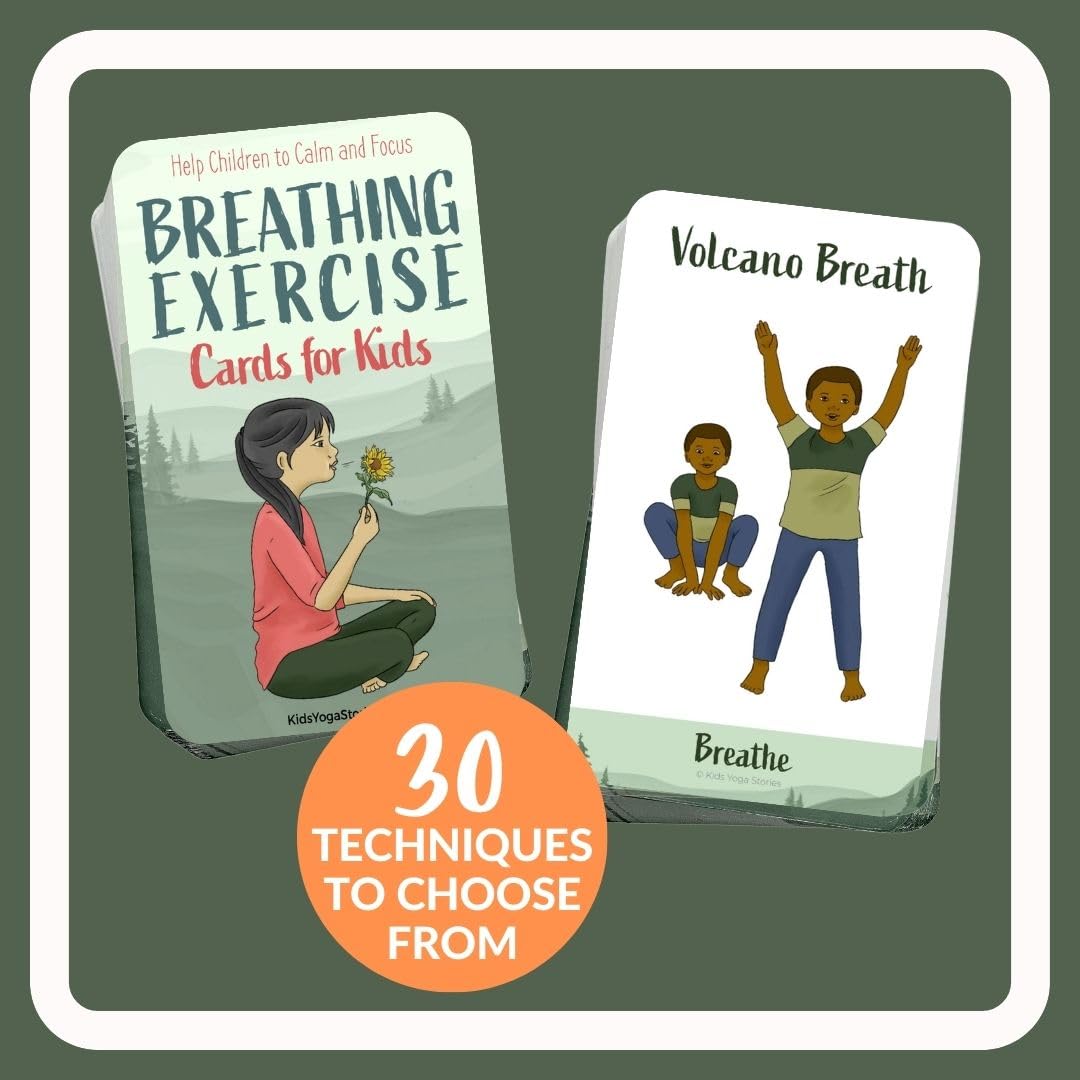 Breathing Exercise Cards For Kids - For Classroom, Calm Down Corner Kit, Sensory Room, School Counselor Supplies, Social Emotion