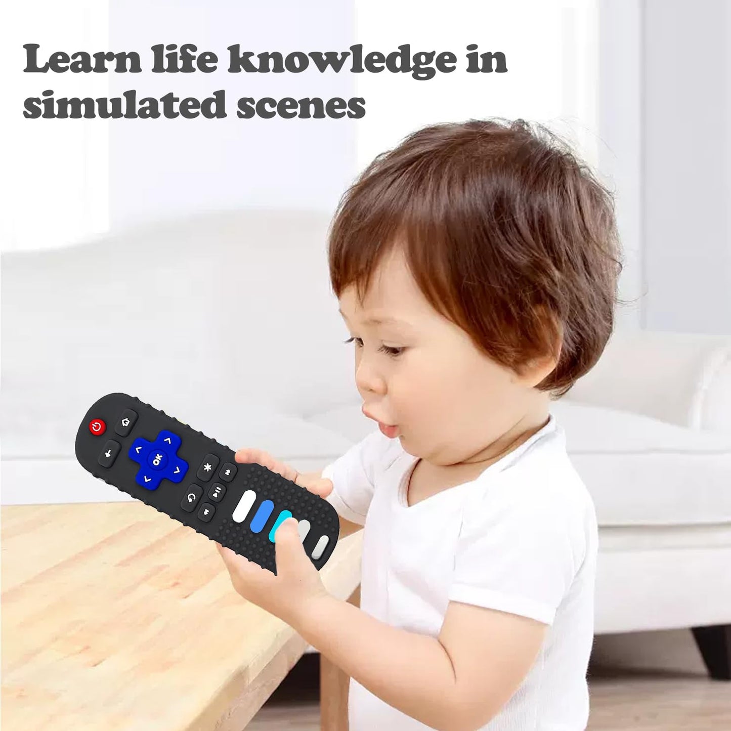 Silicone Baby Teething Toys for Babies 3 6 18 24 Months,Baby Silicone Chew Toys,Remote Control Shape Teething Toys,BPA Free (L-B