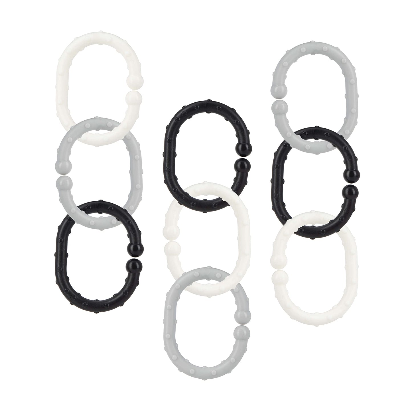 Nuby Linkables, Black, Grey, And White Attachable Links For Strollers, Car Seats, And Travel