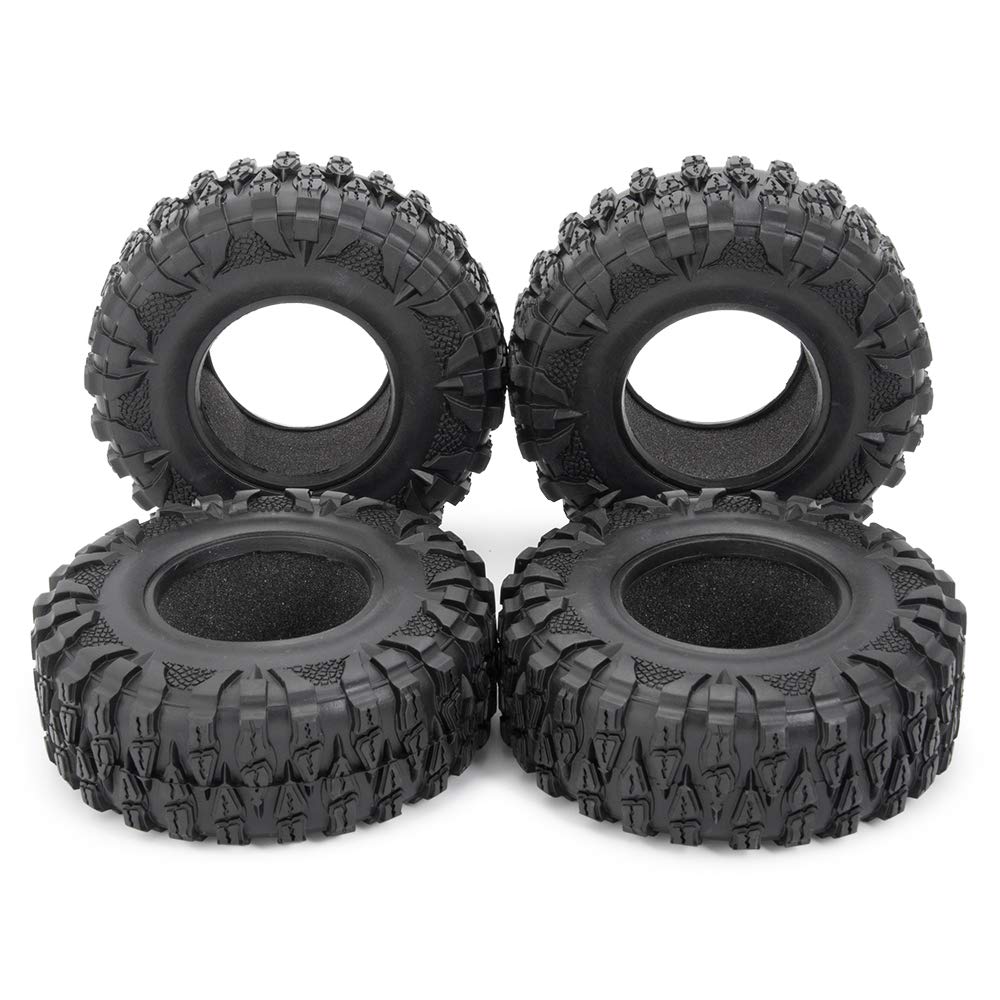 RCLIONS 4PCS 2.2inch 120mm RC Rubber Wheel Tyre Tires with Foam Insert for 1/10 RC Crawler Car Axial Wraith 90018