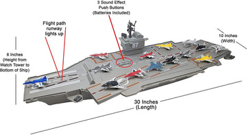 30 Inch Aircraft Carrier With Sound Effects And Light Up Runway (14 Fighter Jets)