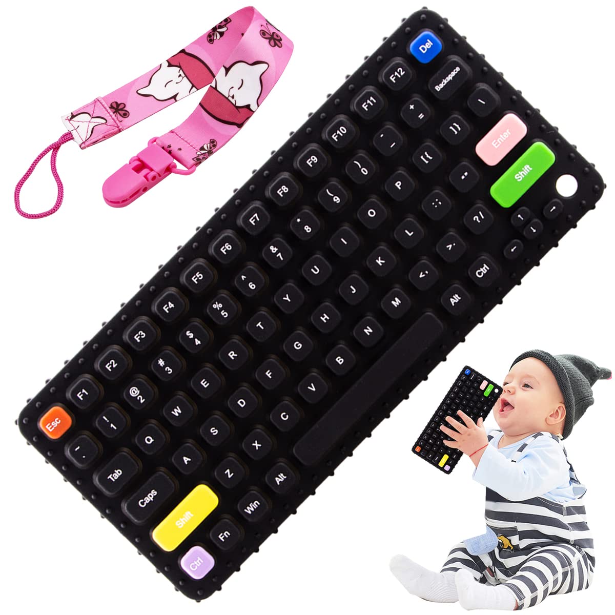 Besosay Baby Keyboard Teething Toys For Babies 0-3, 0-6, 6-12 Months | Soft Silicone Baby Keyboard Teethers Toys | Baby Fidget T