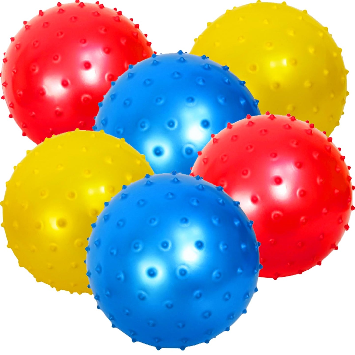 Appleround 6-Pack Of 7-Inch Knobby Balls With 1 Air Pump - Fun Sensory Balls, Party Favors, Inflatable Bouncy Balls