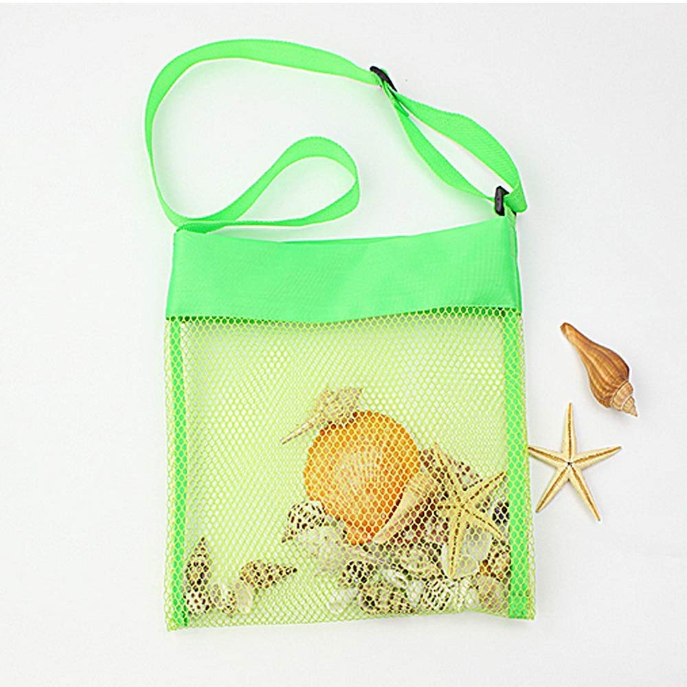 Asdsinforu Beach Bag Cooler Colorful Mesh Toy Tote Bag Breathable Sea Shell Bags with Adjustable Carrying Straps Yellow, Rose Re