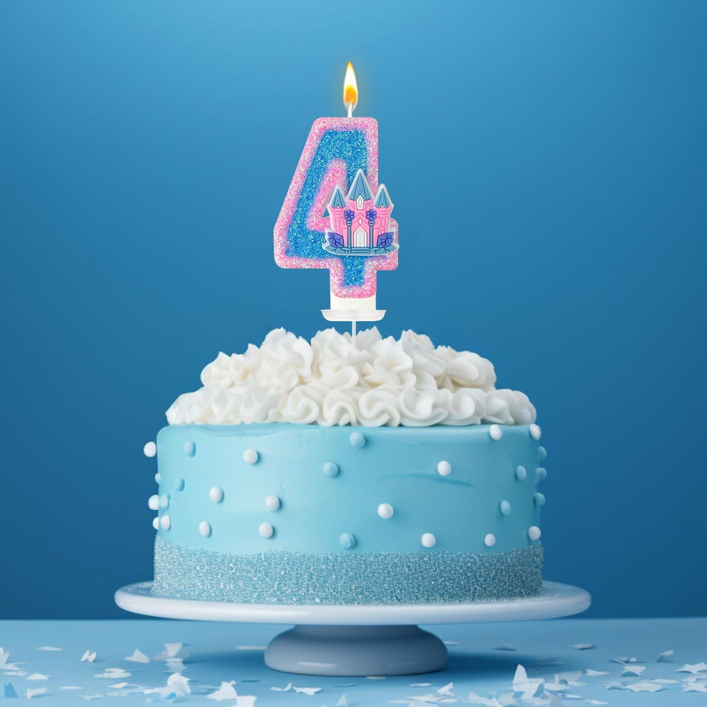 Zlongron Number 4 Candle, Birthday Candles, Suitable for Frozen Castle Theme Birthday, Party and Other Event Decorations, Suitab