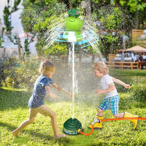 UXSIO Rocket Sprinkler for Kids, Outdoor Water Toys Rocket Launcher, Summer Activity for Boys & Girls Age 3 4 5 6 7 8, Green