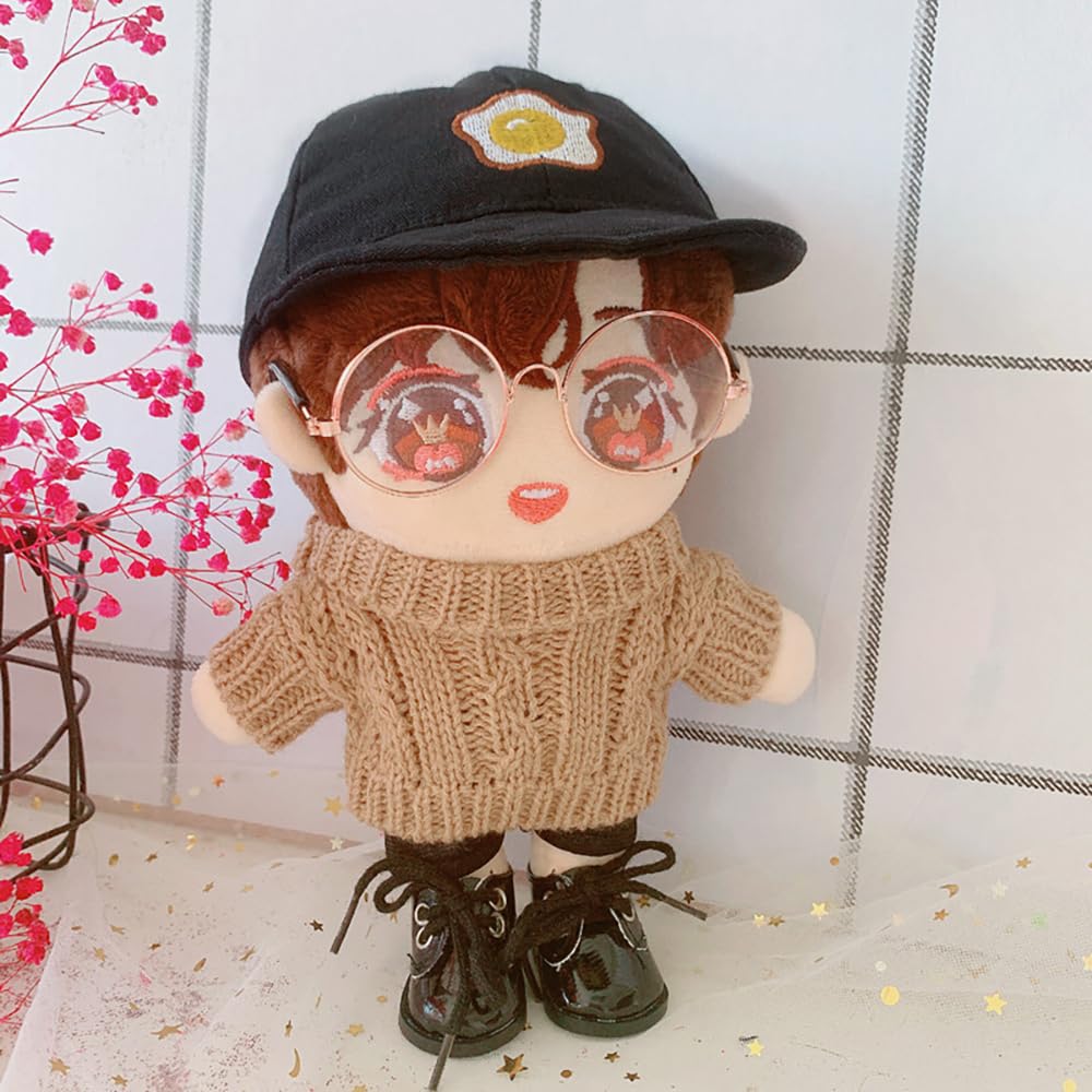 Niannyyhouse Doll Clothes Suit 7.8In/20Cm Plush Doll Clothes Hat + Sweater + Shorts 3-Piece Set Doll Dressup Square Face Hat Den