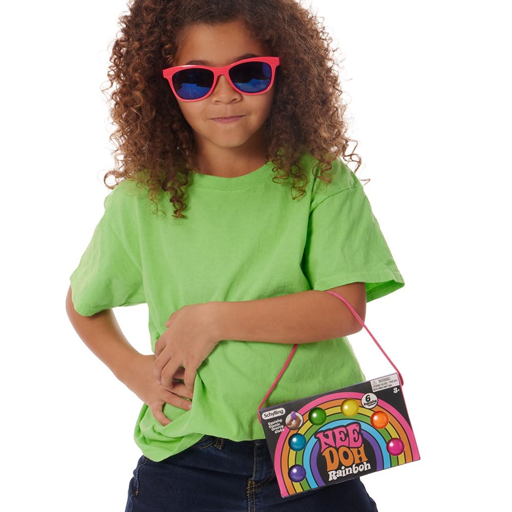 Schylling Needoh Rainboh Teenie - Sensory Squeeze Toy - Contains 6 Mini Groovy Globs - 1.5' Wide - Multicolored