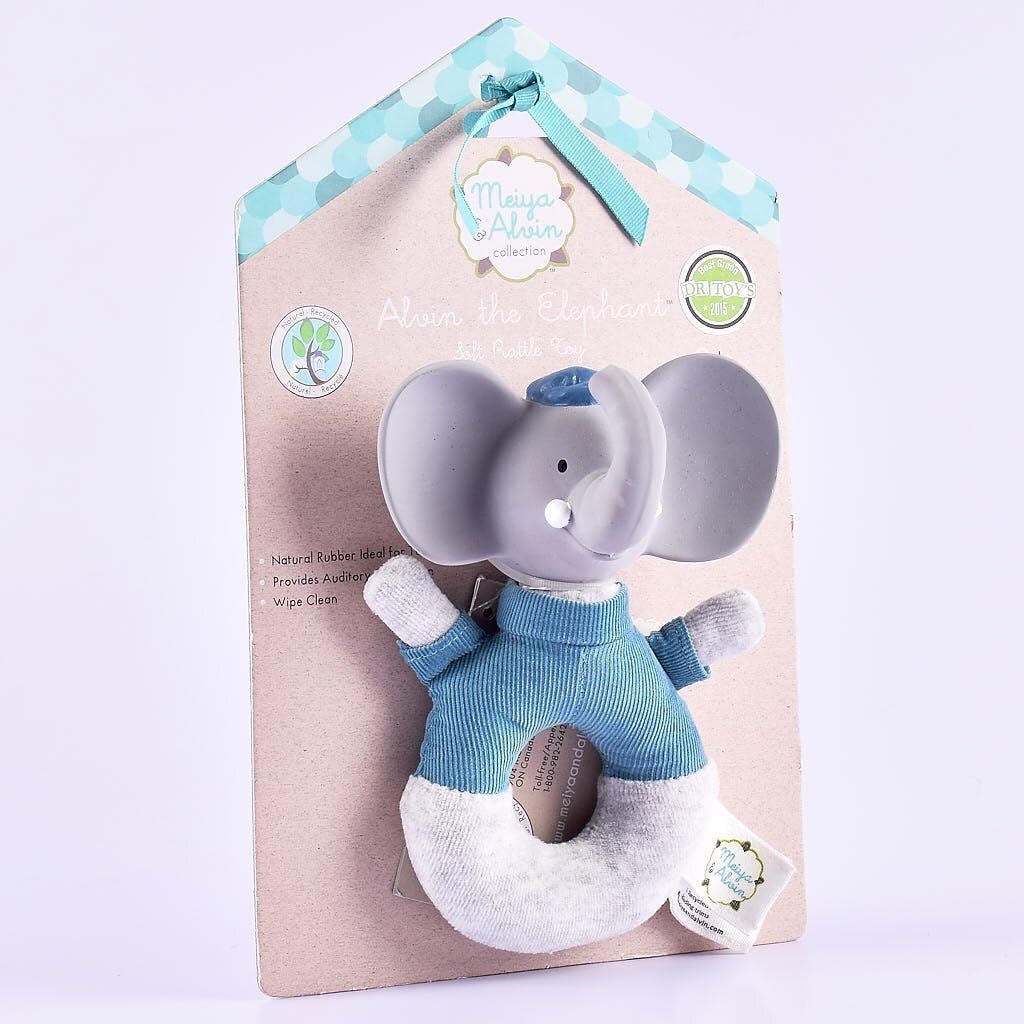 Tikiri Alvin The Elephant Soft Rattle With Rubber Head (Blue)