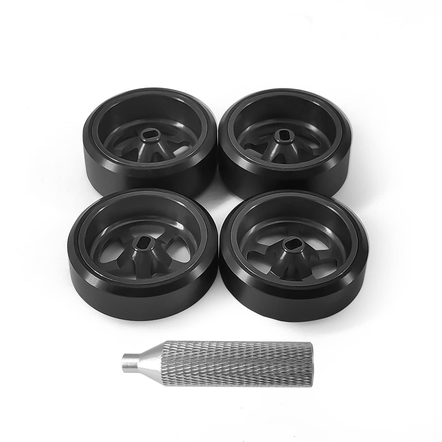 Abendor 4Pcs Rc Drift Wheels and Drift Tires for 1/28 Wltoys K969 K989 P929, Alloy Rc Drift Car Wheels with Hard Rubber Tires fo
