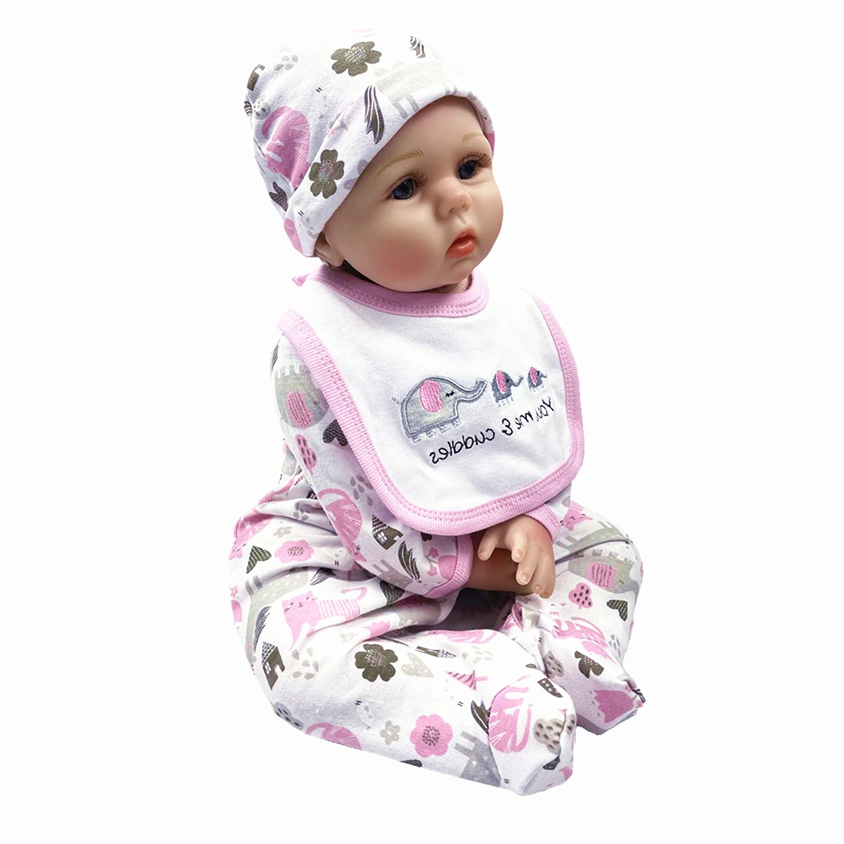 Reborn Baby Girl Doll Clothes 22 Inch Newborn Outfits Accesories Elephant 5 Piece Set For 20-22 Inch Reborn Doll Matching Clothing