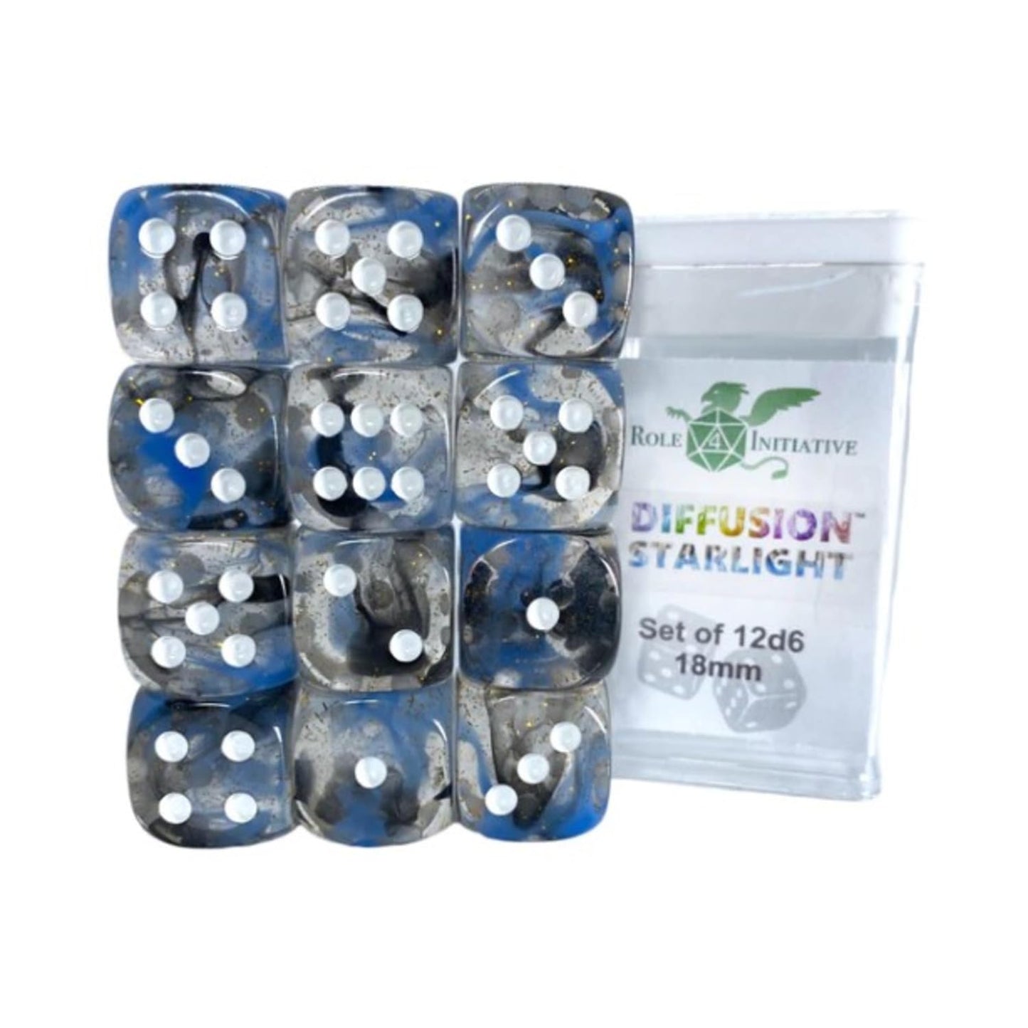 Role 4 Initiative D6 18Mm Starlight W/White (12)