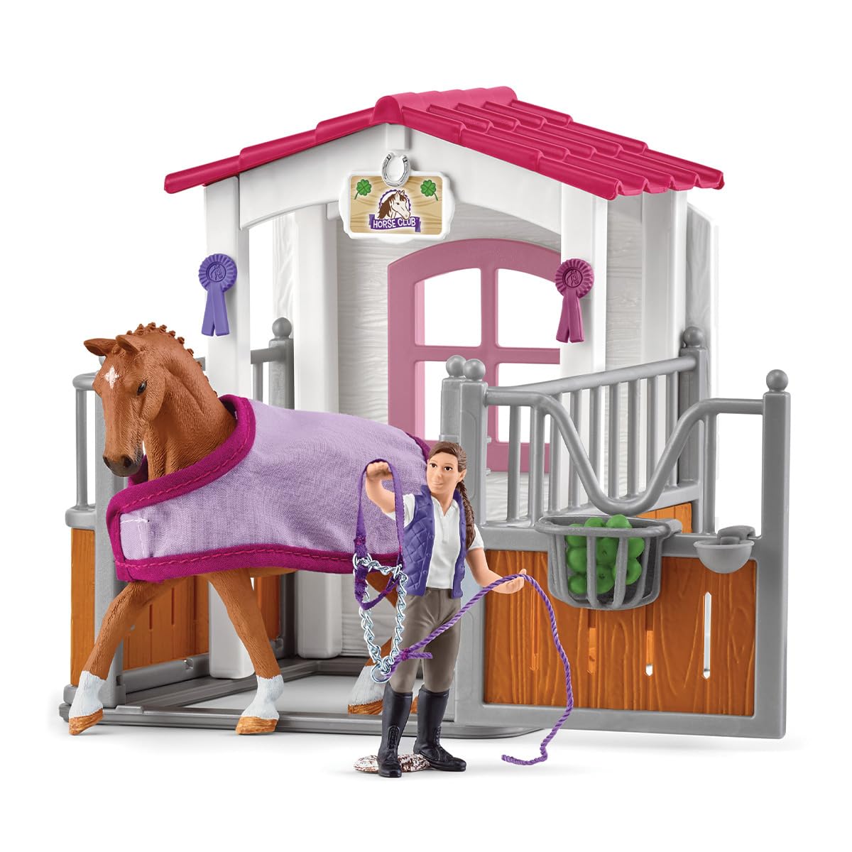 Schleich Horse Club 13-Piece Toy For Girls And Boys Ages 5+, Horse Wash Area With Stall (72177) Multi-Color