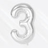 Flyloons 3 Number Foil Balloon Silver 16 Inch Size For Kids Boys Girls Birthday Decoration Items 3Rd Year Number Balloons 0 To 9