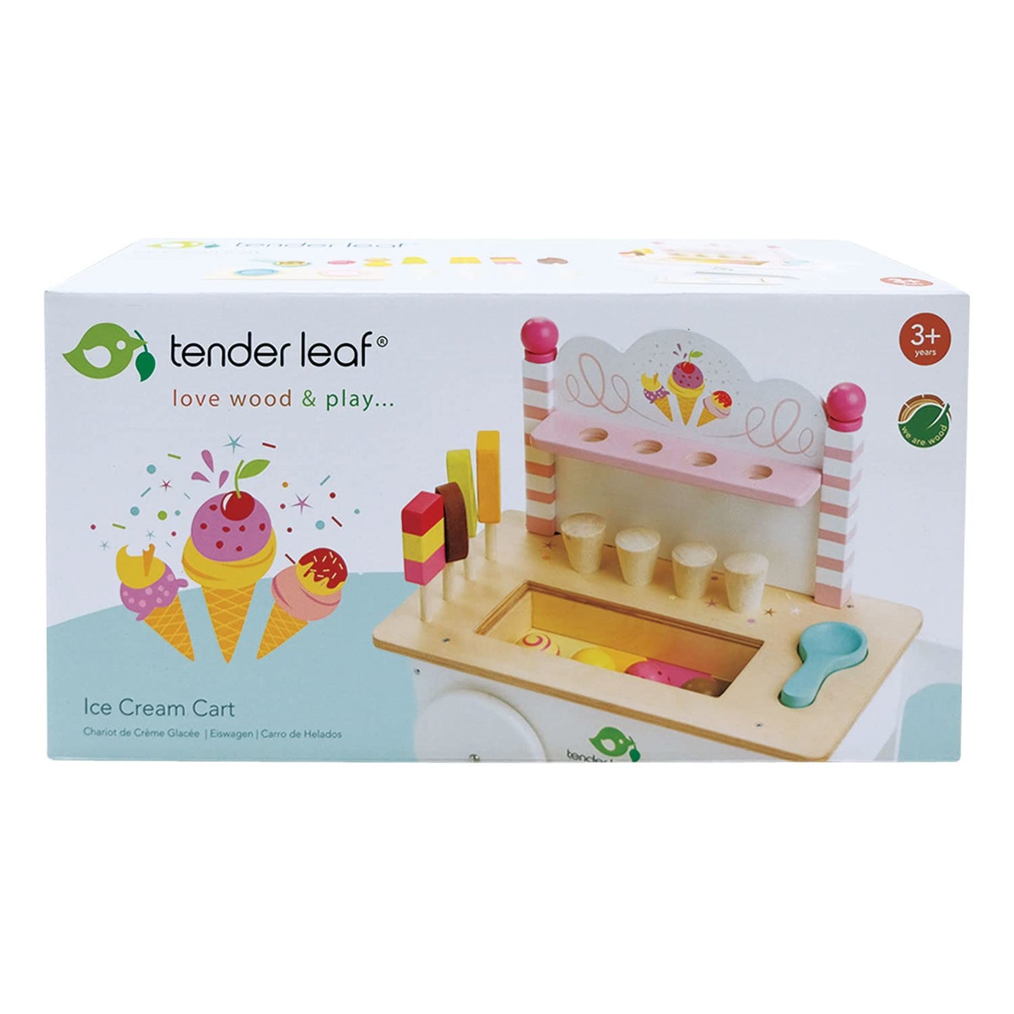 15 Pc Ice Cream Cart - Includes Ice Cream Cones, Popsicles, Scooper and Cart - Made with Premium Materials and Craftsmanship - E