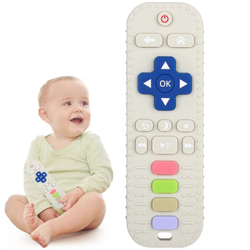 Chuya Silicone Baby Teether Toy Tv Remote Control Shape Chew Toy For Babies 3+ Months, Teething Relief Baby Toys For Infants (White)