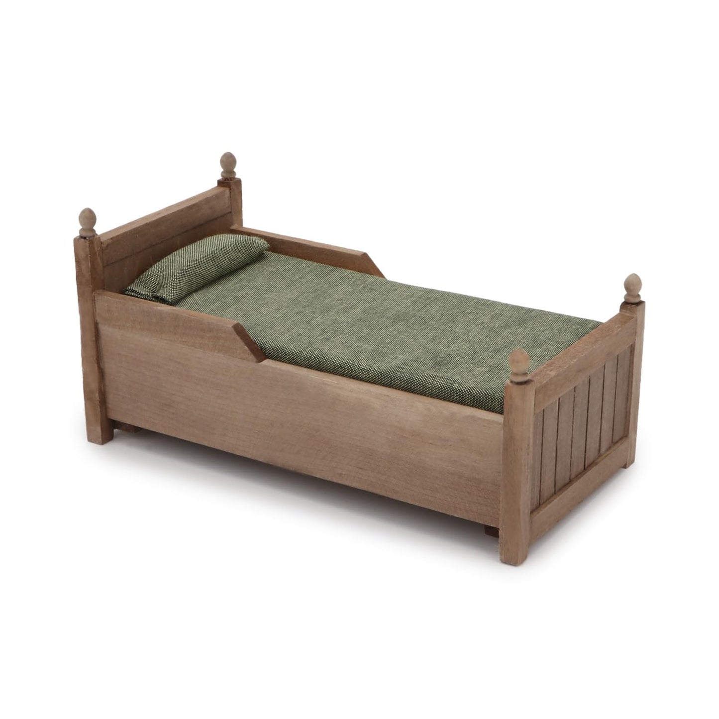 Dollhouse Miniature Bed With Drawer 1:12 Wooden Furniture European Bedroom Bedding Furniture Accessories With Pillow & Mattresse