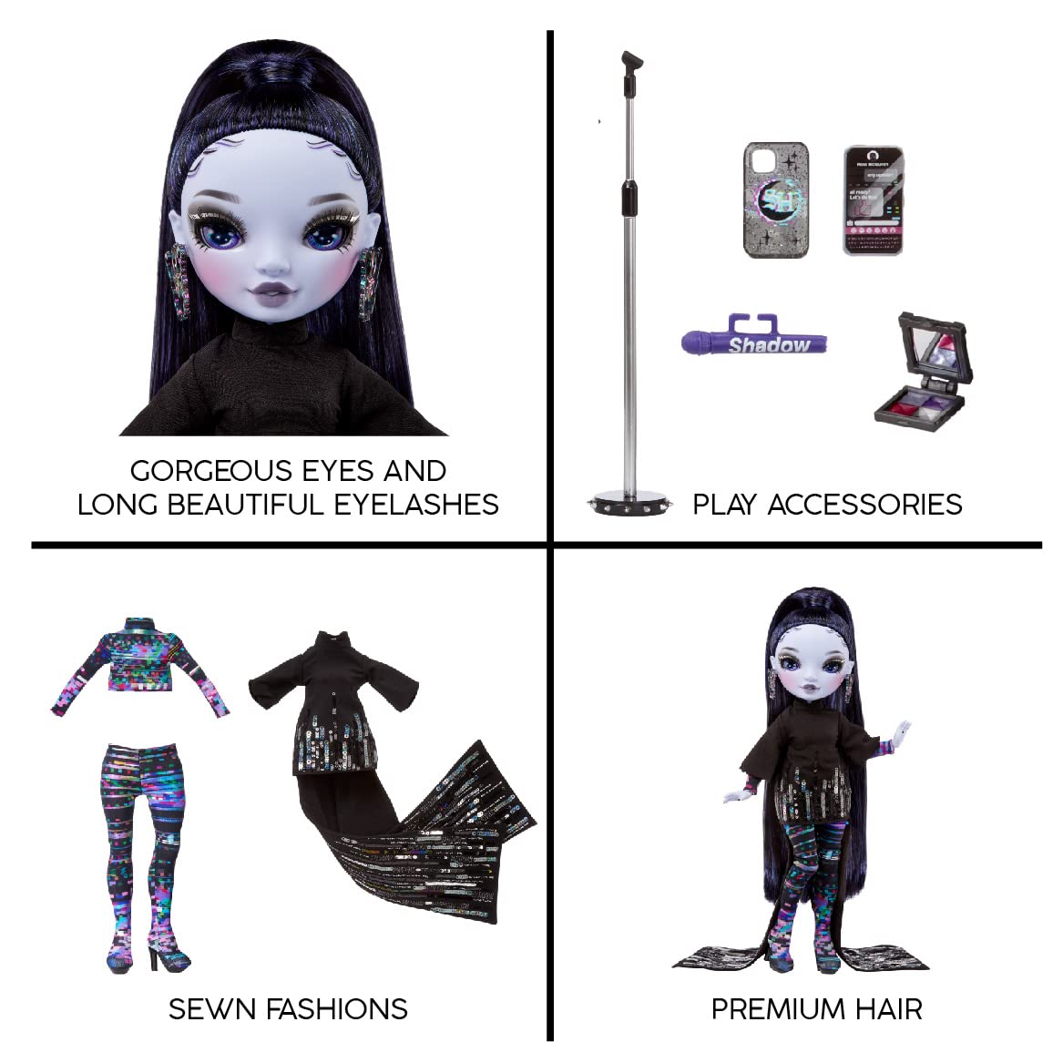 Rainbow High Shadow High Reina Glitch Crowne- Purple Fashion Doll. Fashionable Outfit & 10+ Colorful Play Accessories. Great Gif
