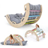 Cosyland Kids Climber Arch Rocker With Cushion,Wooden Indoor Pikler Climbing Toys For Toddler With 4 Handrails On Each Side,Pain