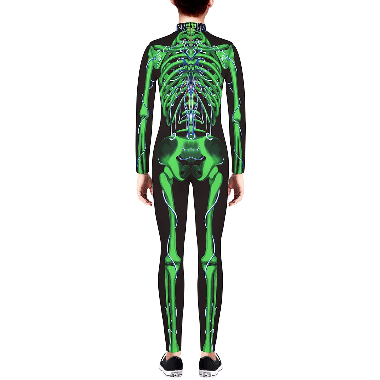 Remimi Boy'S Skeleton Skin Costume Zipper Girls Halloween Bone Skull Bodysuit Outfits Green M