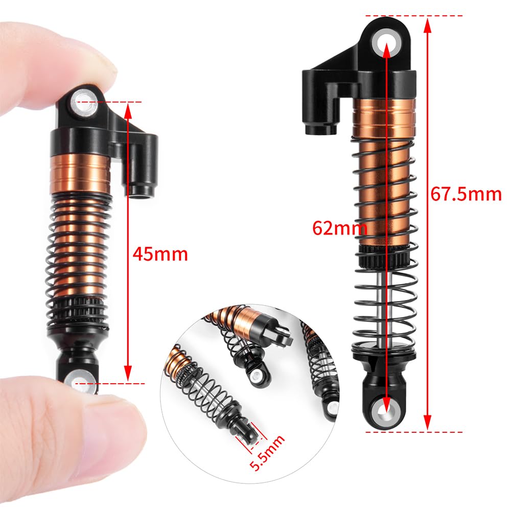 QUPA AM STORE Aluminum RC Shock Absorber Dampers 67.5mm Black for 1:18 TRX4M Defender Bronco RC Cars Upgrade