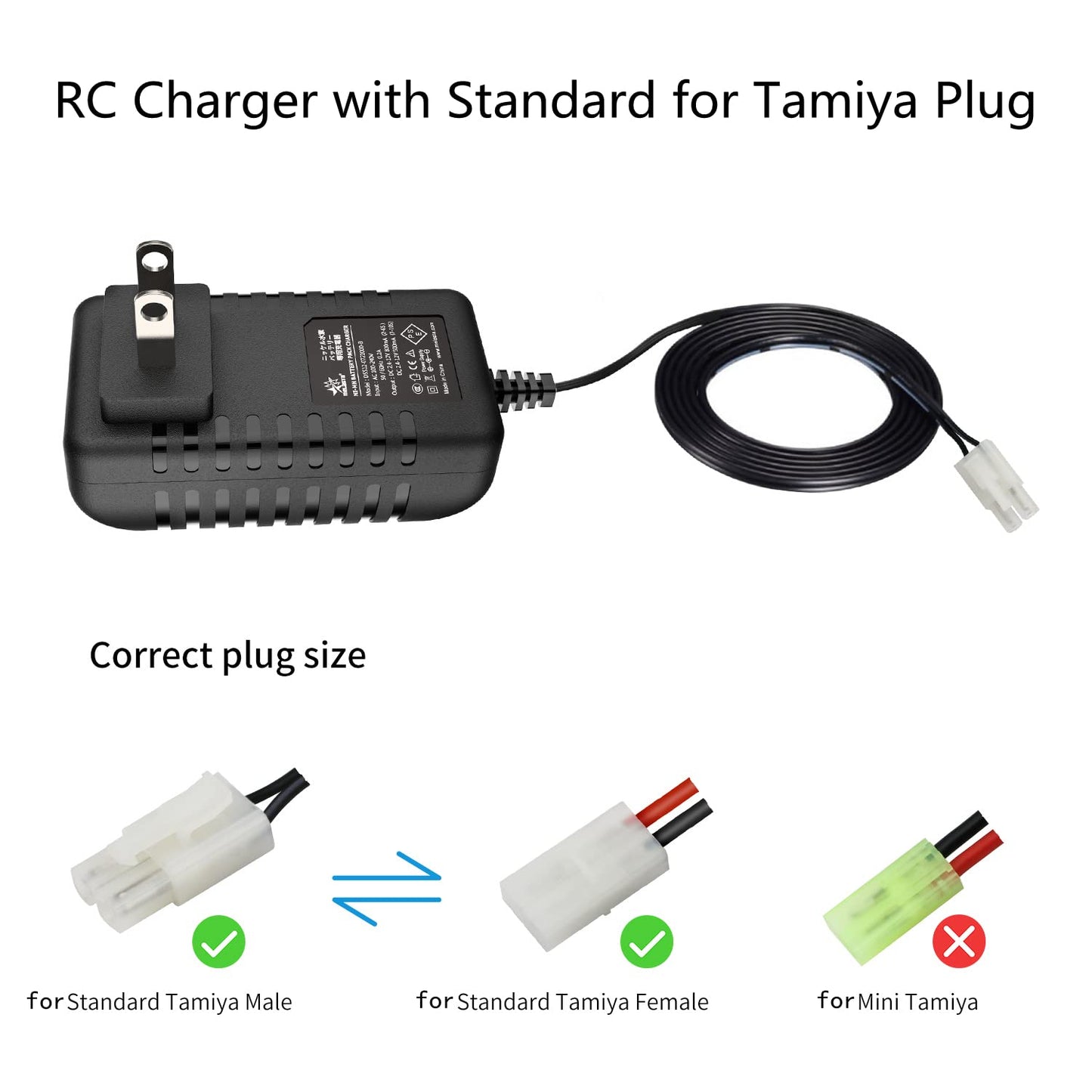 Melasta 7.2V 9.6V 8.4V RC Car Battery Charger Compatible with Redcat Racing Hexfly NiMH Battery and Standard Tamiya Battery, 2.4