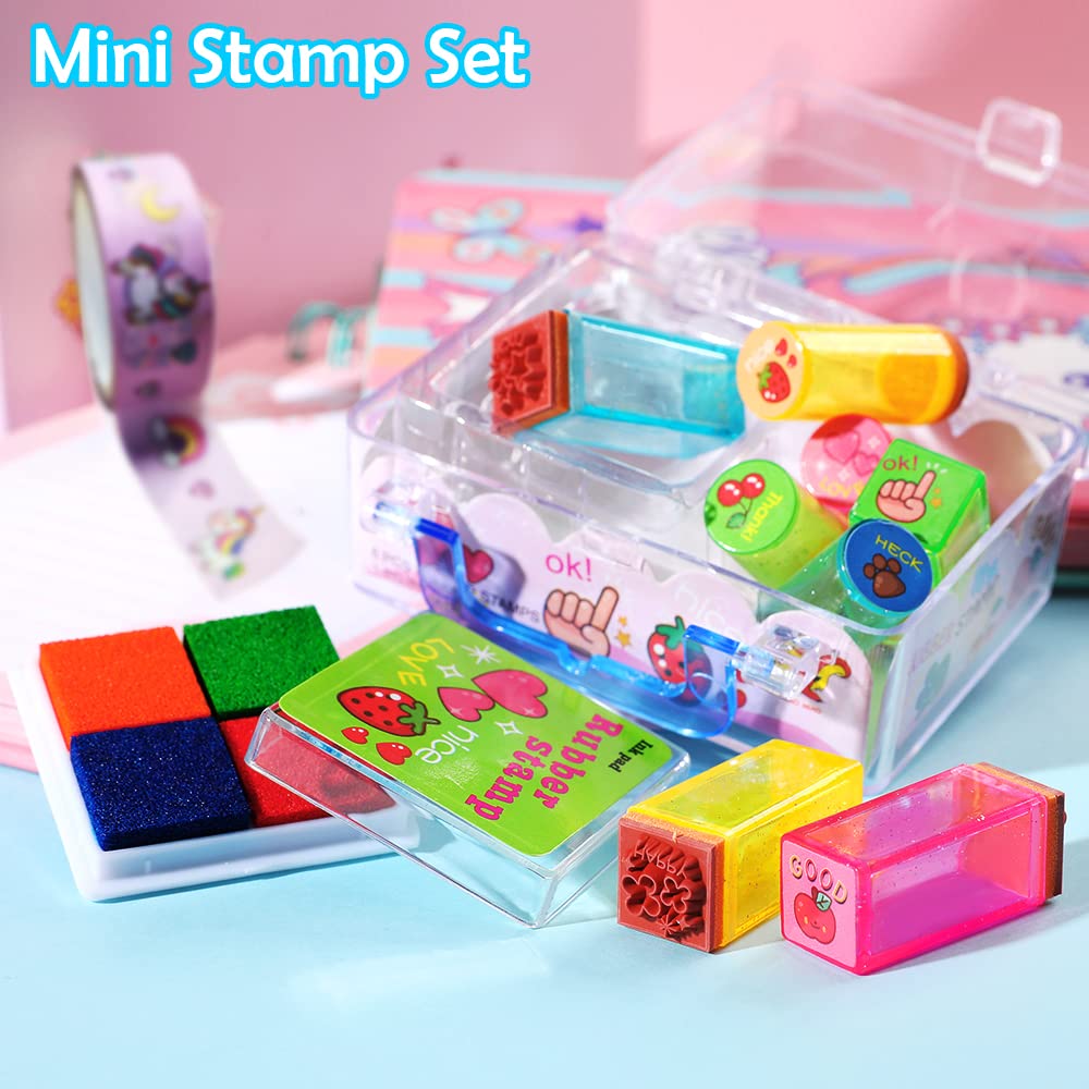 Unicorn Gifts For Girls 5 6 7 8 9 10-12 Years Old Valentine'S Day Gift, Kids Unicorn Stationery Set With Journal Notebook, Stamps, Pens, Valentine'S Day Gifts For Little Girls