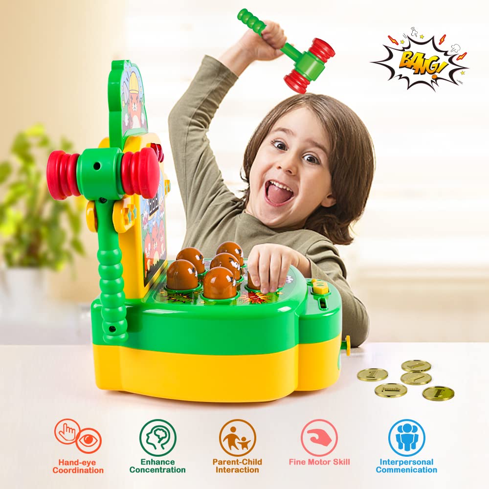 Vatos Whack Game Mole, Mini Electronic Arcade Game With 2 Hammers, Pounding Toys Toddler Toys For 3 4 5 6 7 8 Years Old Boys Girls, Whack Game Mole Toy, Developmental Toy Interactive Toy
