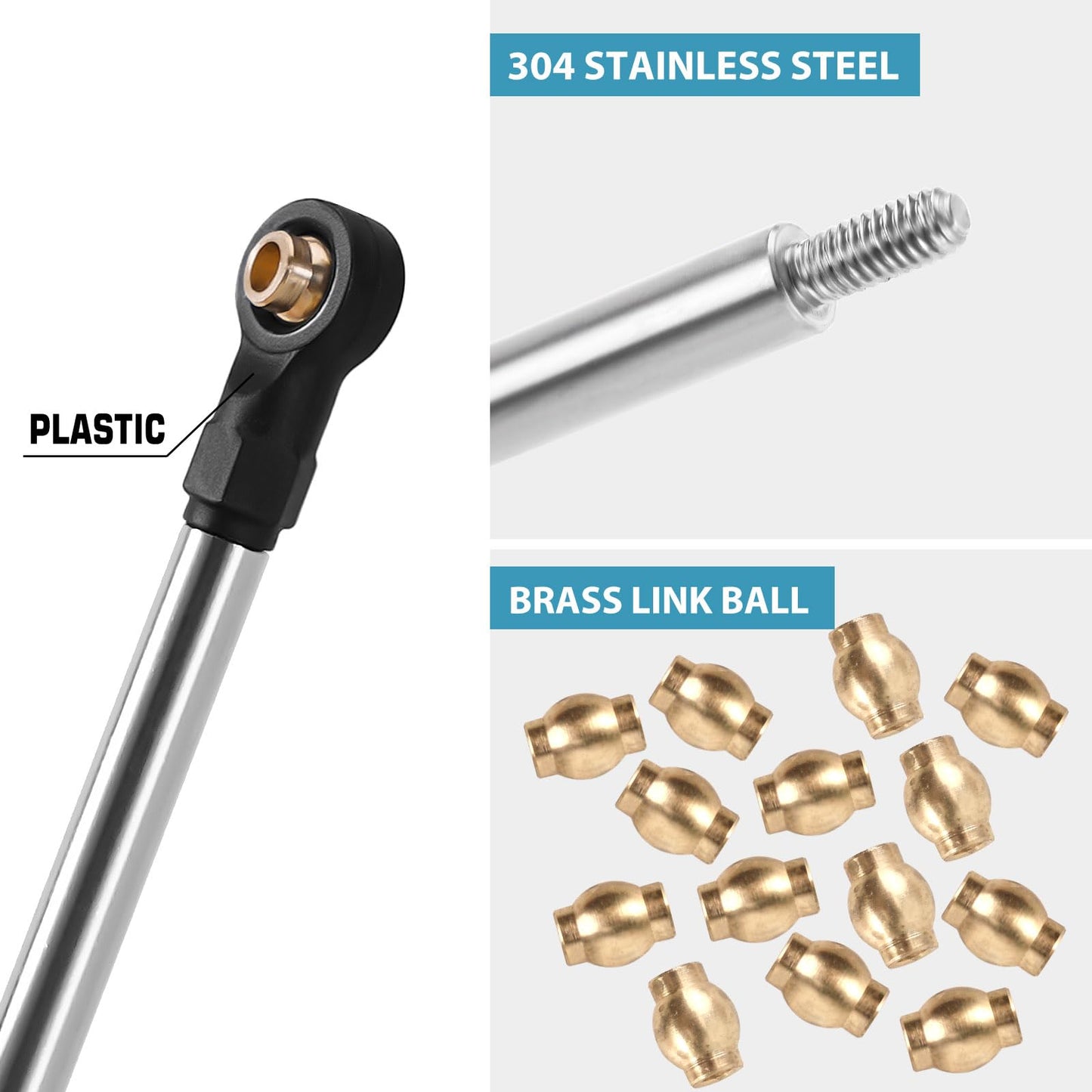 INJORA High Clearance Links - Stainless Steel Chassis Links Set for 1/18 RC Crawler Redcat Ascent-18 Upgrade