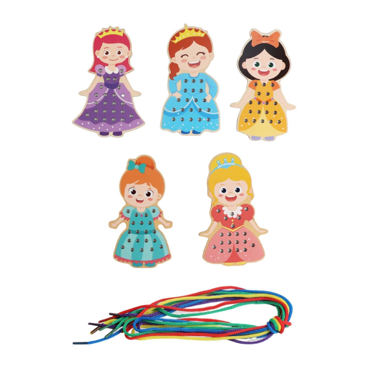 ZOOMELLA Lacing Cards For Preschoolers And Kids Motor Skills Toys Wooden Sewing Cards Style C