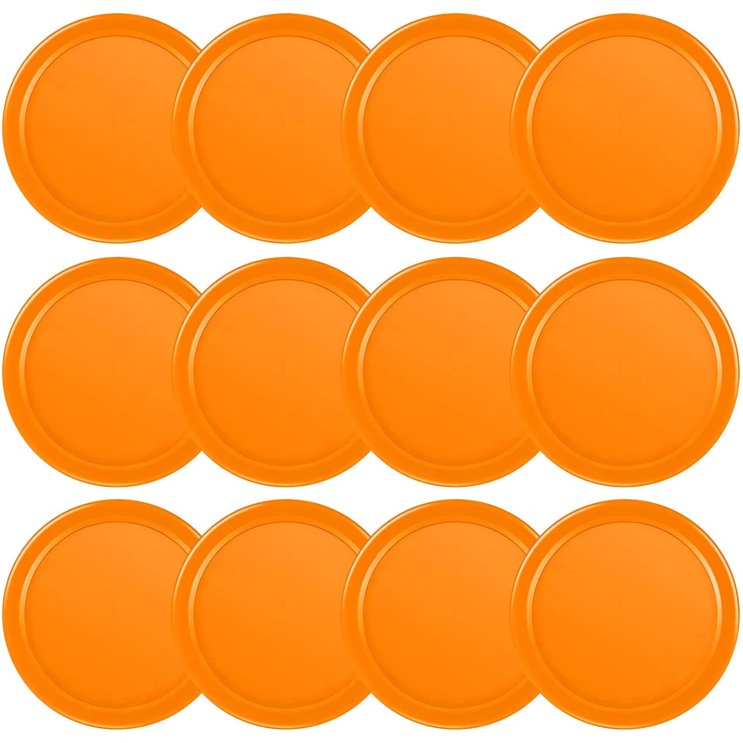 Coopay 12 Pieces Home Air Hockey Pucks 2.5 Inches Heavy Replacement Pucks For Game Tables Equipment Accessories, 12 Grams (Orange)