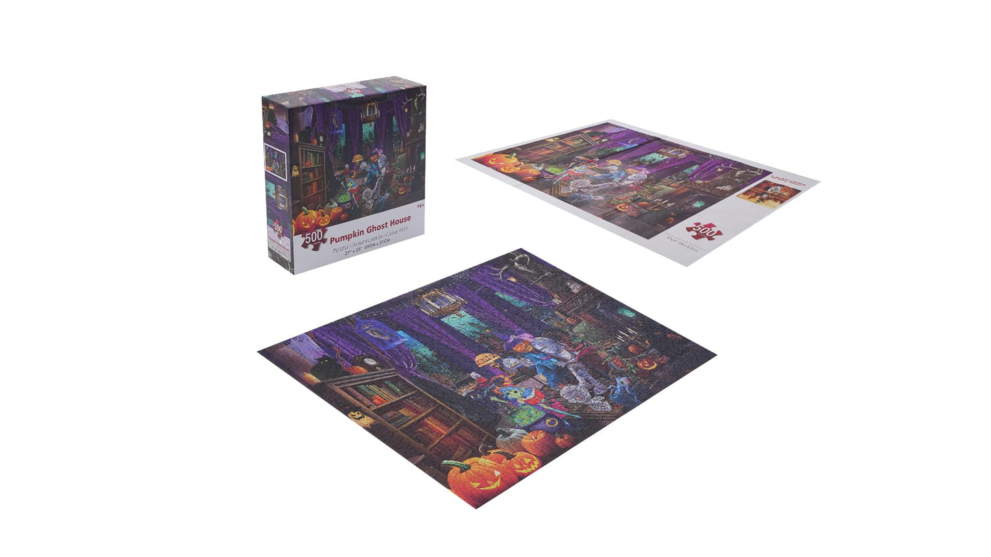 Halloween Fright Night 500 Pieces Jigsaw Puzzles For Adults,27'' X20'' Large Puzzle Halloween Decoration For Family Party Holida