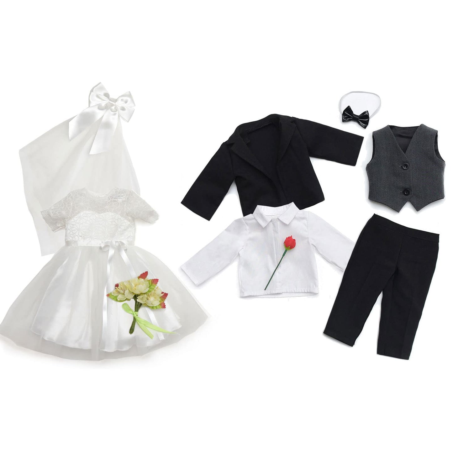 sweet dolly Doll Clothes Accesories First Communion Wedding Dress and Suit Set for American 18 inch Doll Boy and Girl