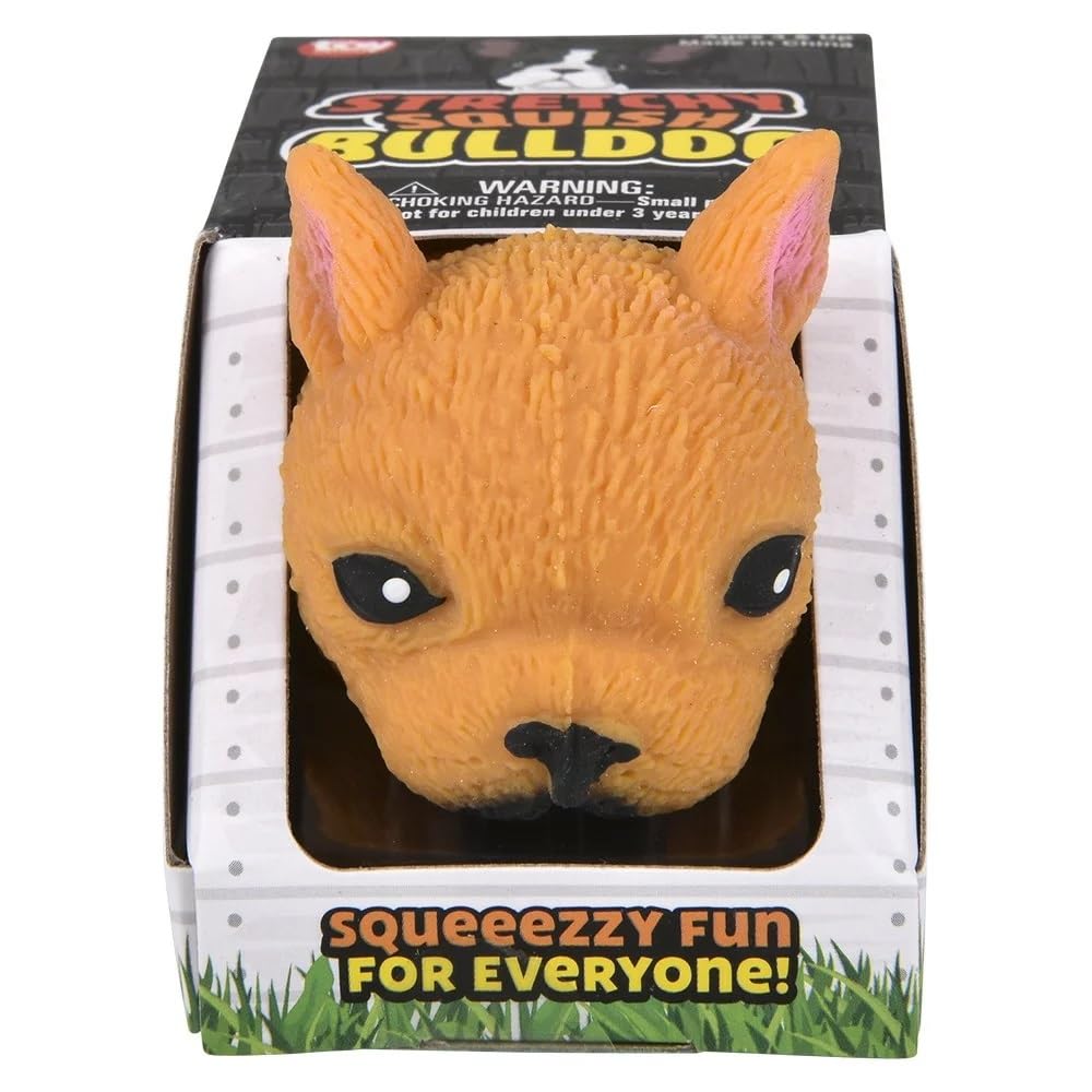 Zugar Land Squishy Stretchy Bulldog Toy - Brown TPR Fidget Sensory Stress Relief (2.5" to 6.5") for Kids, Adults & Pets