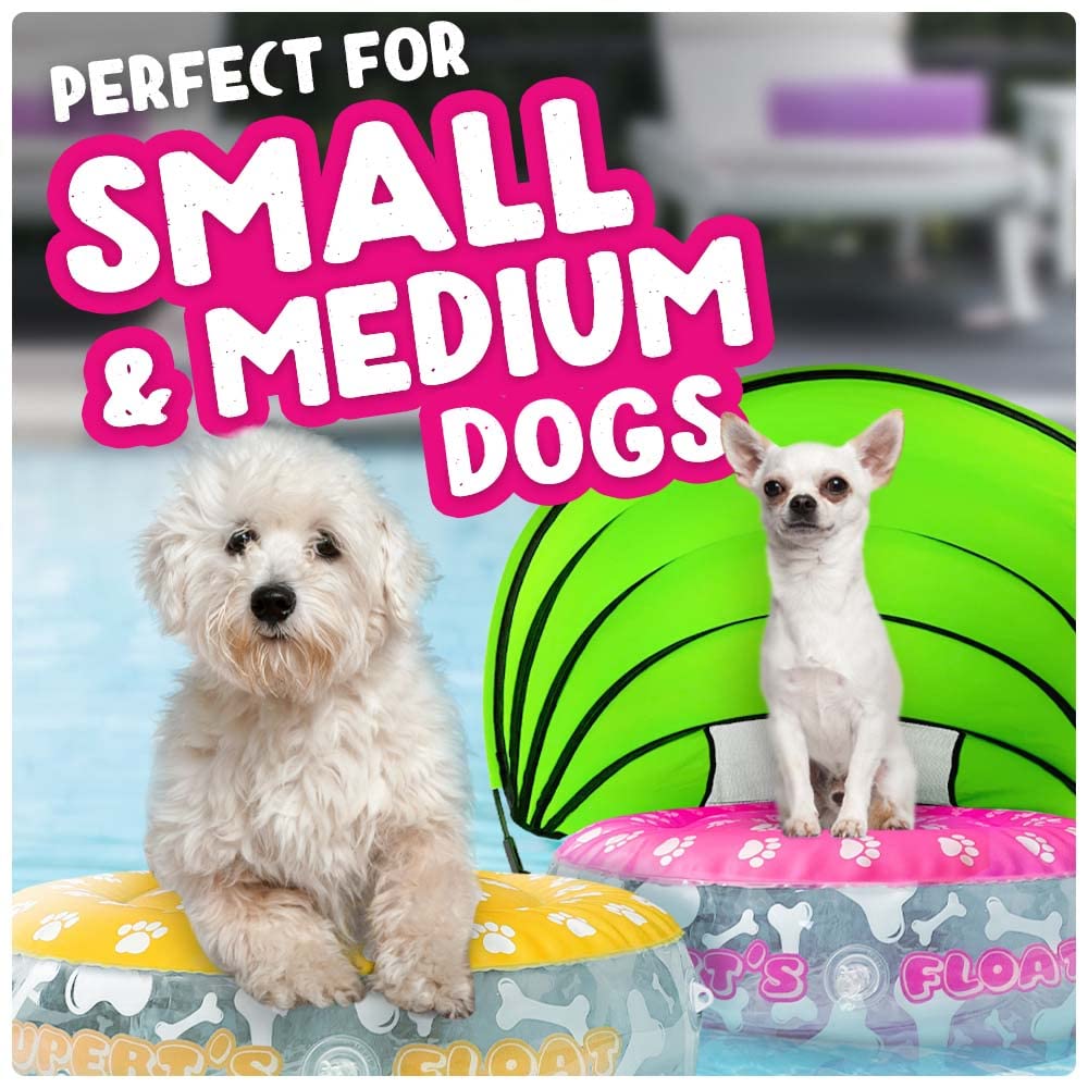 Ruperts Float Dog Pool Float | Inflatable Canopy Loungers for Pets | Water Rafts for XSmall to Small Dogs & Puppies | Puppy Pool