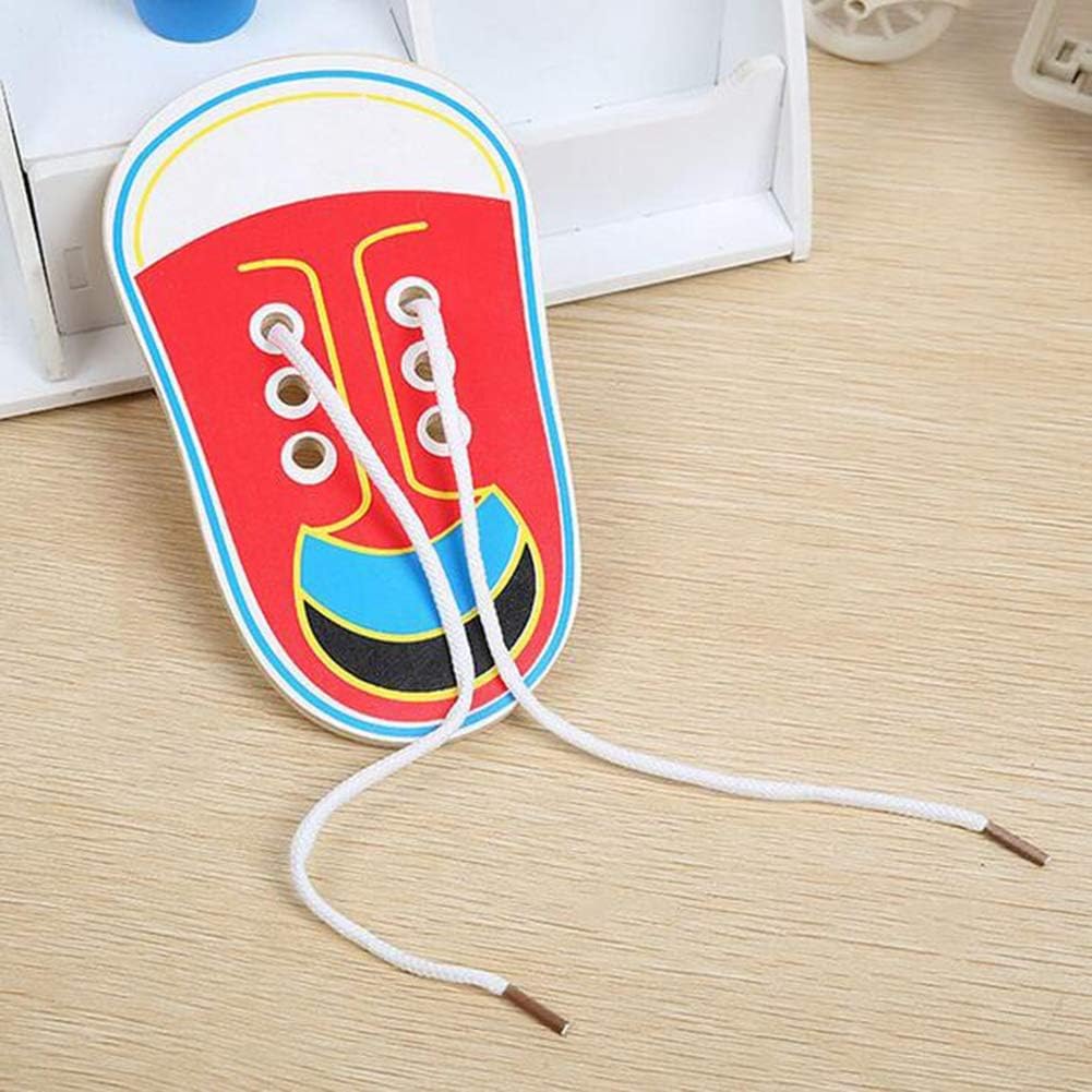 Wooden Learn To Tie Your Own Shoes Threading Lacing Shoes Training Early Learning Kits For Kids | Threading Lacing Shoes Trainin