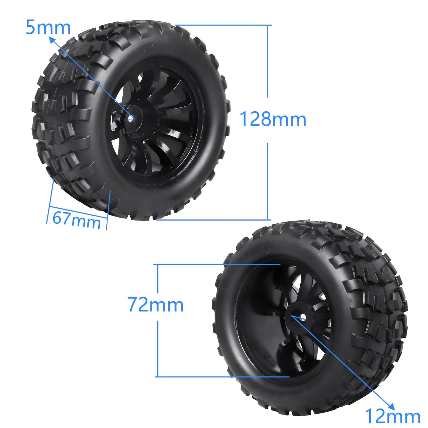 HobbyPark PreGlued Mounted 12mm Hex Hubs RC Truck Tires and Wheels 2.8 Tires with Foam Inserts for Traxxas Rustler Stampede Hoss