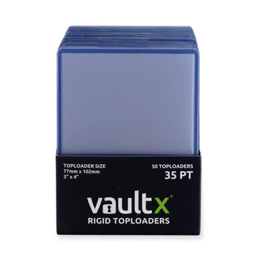 Vault X enhanced Extra Thick Seamless Toploaders - 3 x 4 35pt Rigid card Holders for Trading cards & Sports cards (50 Pack)