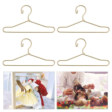 Jojofuny Ken Doll Clothes 10Pcs Doll Clothes Hanger, Miniature Metal Mini Doll Hangers, 2.5 X 1.3 Inch Dress Outfit Holders, Gol