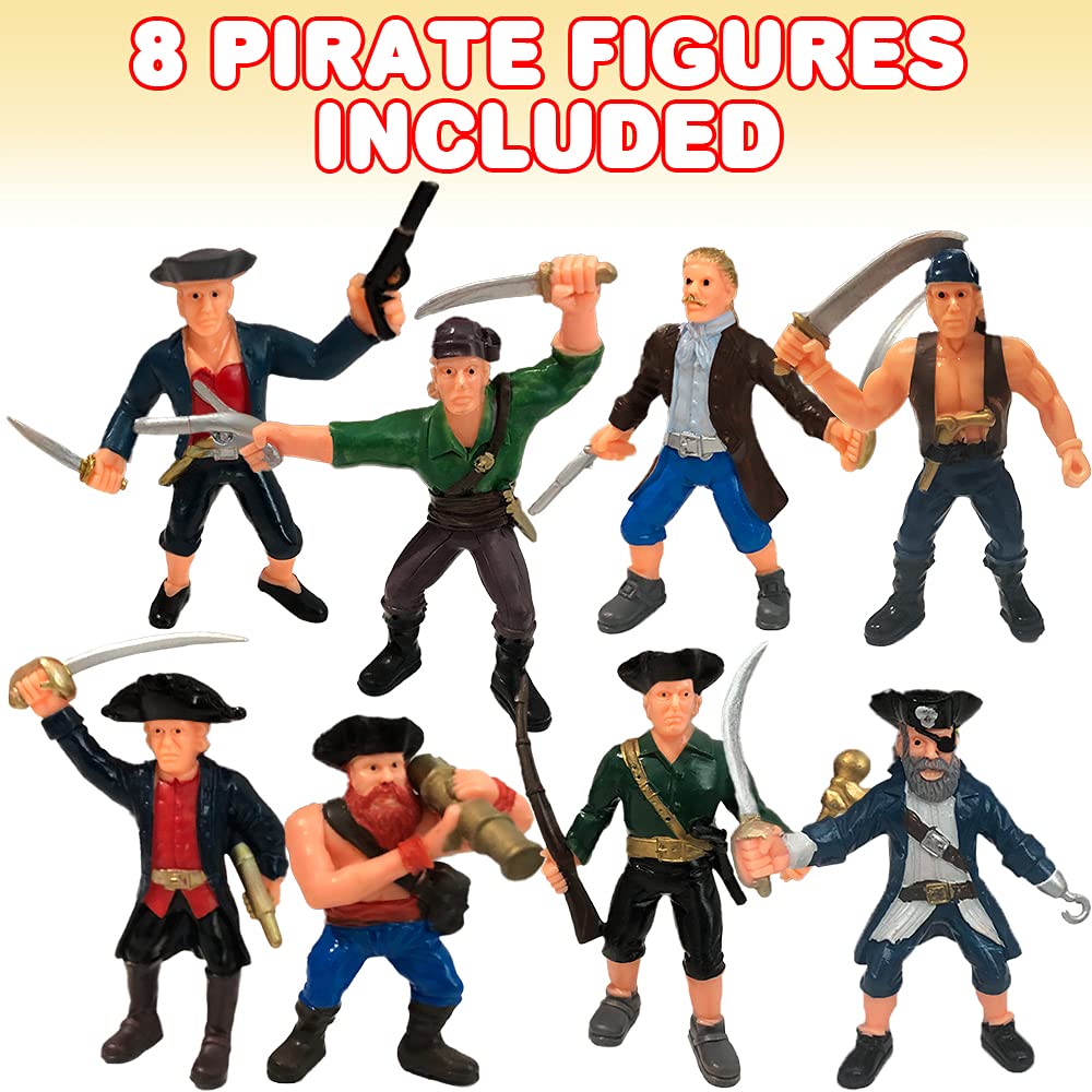 Artcreativity Pirate Action Figure Playset, Set Of 8 Legendary Plastic Figures In Assorted Poses, Cool Pirate Toy Set For Kids,