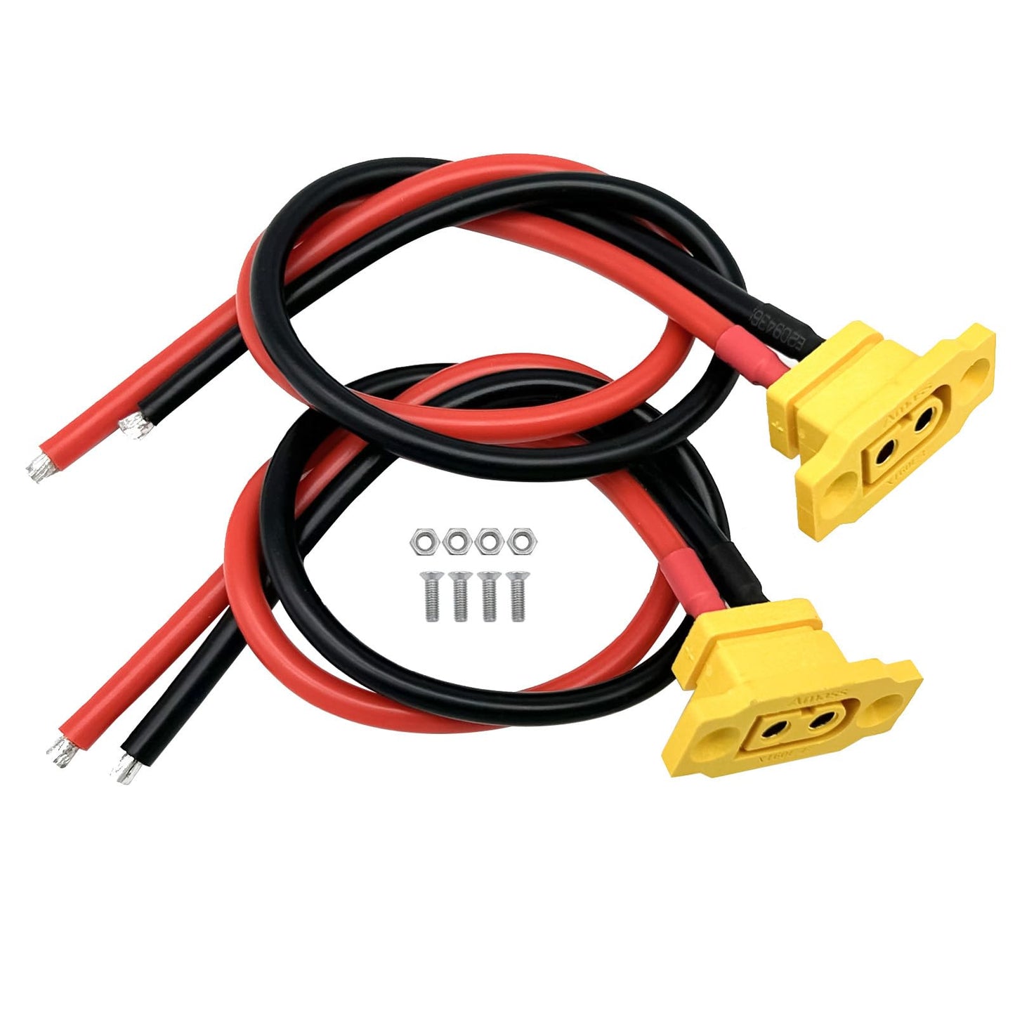 2PCS XT60E-F XT60EW-M Pigtail Cable XT60 Panel Mount Connector with 30cm 12AWG Cable for RC Drone Aircraft FPV Racing Drone (XT6